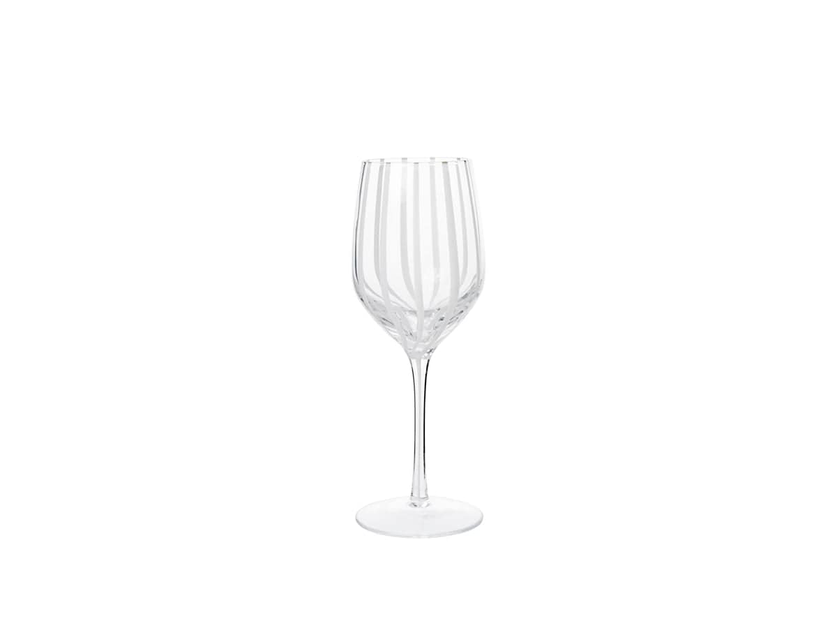 Broste Copenhagen Ποτήρι Ποτήρι Λευκό Κρασιού Stripe Γυάλινο Με Λευκές Ρίγες Ø8 x H21 cm Broste Copenhagen
