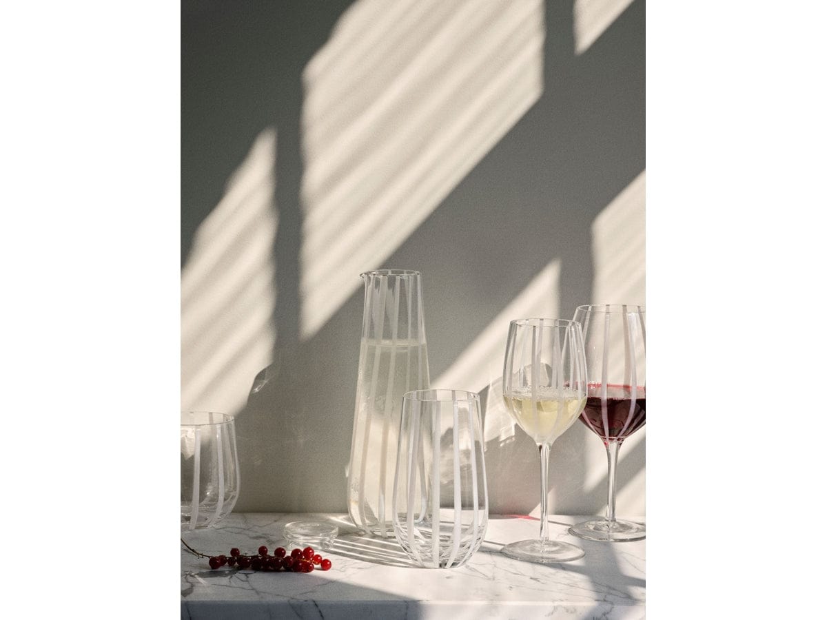 Broste Copenhagen Ποτήρι Ποτήρι Stripe Γυάλινο Με Λευκές Ρίγες Ø8,5 x H15 cm Broste Copenhagen