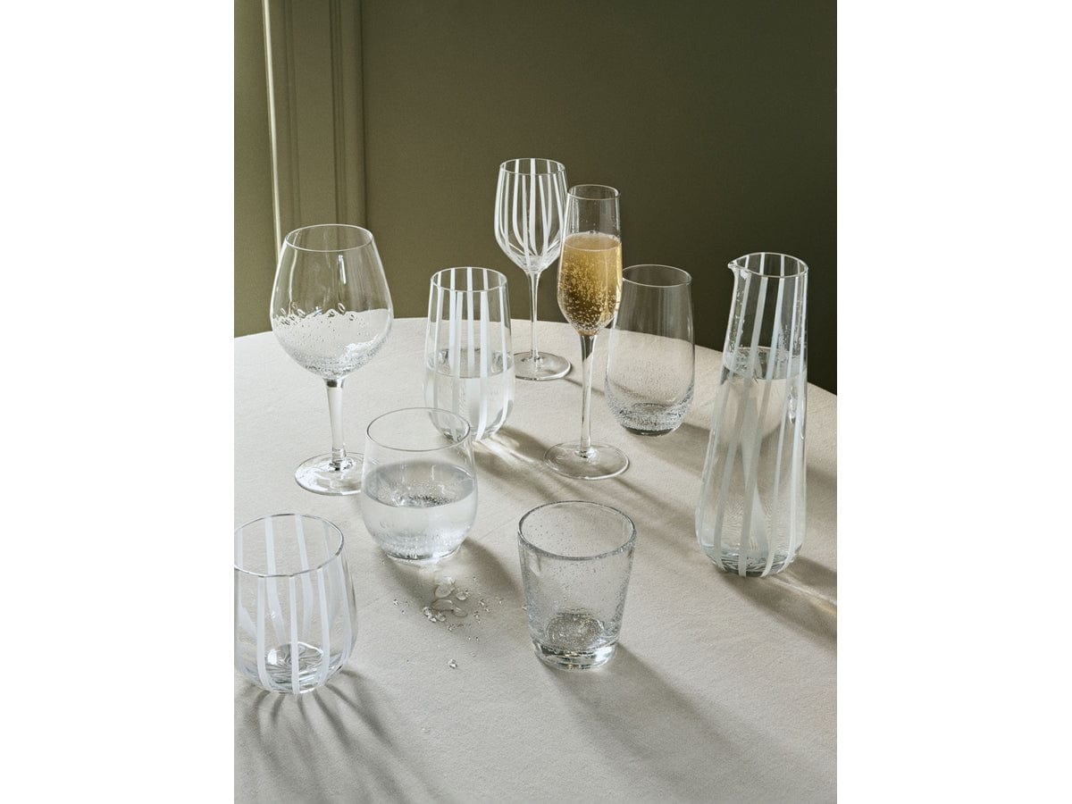 Broste Copenhagen Ποτήρι Ποτήρι Stripe Γυάλινο Με Λευκές Ρίγες Ø8,5 x H15 cm Broste Copenhagen