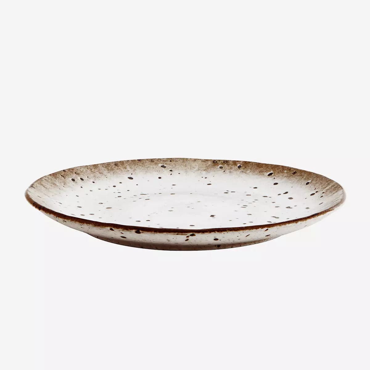 MADAM STOLTZ Πιάτο Πιάτο Ρηχό Stor, Κεραμικό, Άσπρο/Κάφε, D:22x2 cm, MADAM STOLTZ