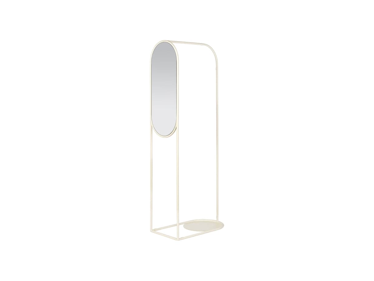 Broste Copenhagen Κρεμάστρα Κρεμάστρα με Καθρέπτη Δαπέδου Archie Rack Άσπρη, Powder Coated Μεταλλική /Mirror Glass W70xD40xH180 cm Broste Copenhagen