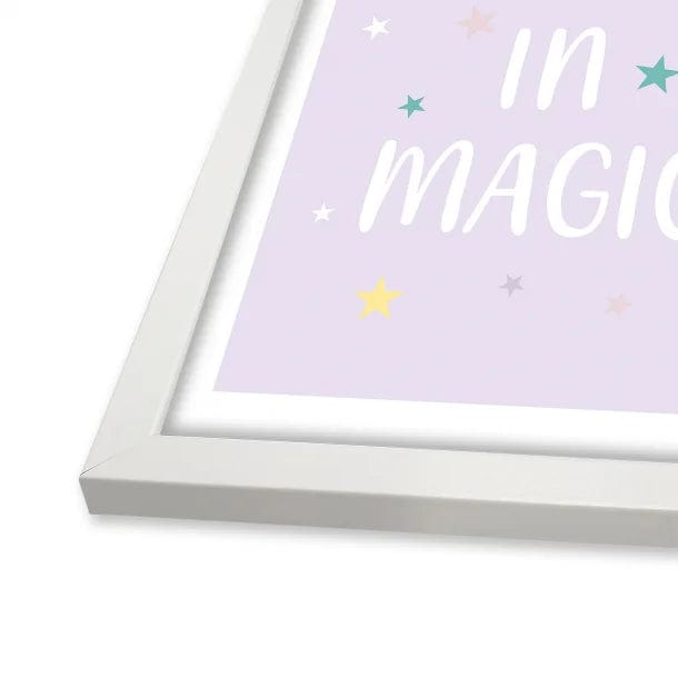 INCADO Poster Πόστερ Με Δρύινη Λευκή Κορνίζα Ακ Γυαλί Believe in magic 30x40 cm INCADO