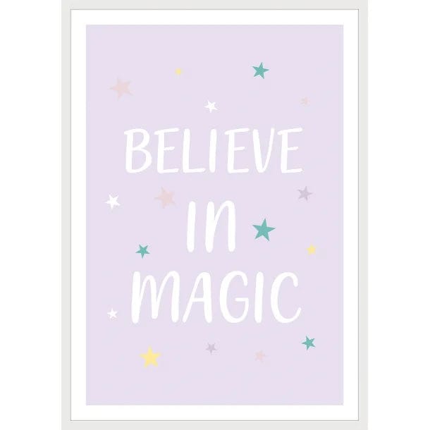 INCADO Poster Πόστερ Με Δρύινη Λευκή Κορνίζα Ακ Γυαλί Believe in magic 30x40 cm INCADO
