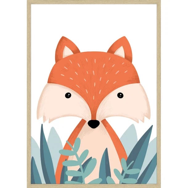 INCADO Poster Πόστερ με Δρύινη Φυσική Κορνίζα Ακ Γυαλί Fox in Bush 30x40 cm INCADO