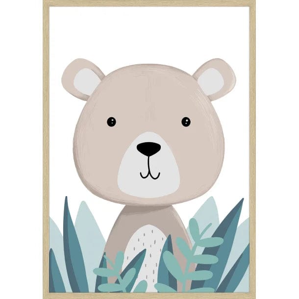INCADO Poster Πόστερ με Δρύινη Φυσική Κορνίζα Ακ Γυαλί Bear In Bush 30x40 cm INCADO