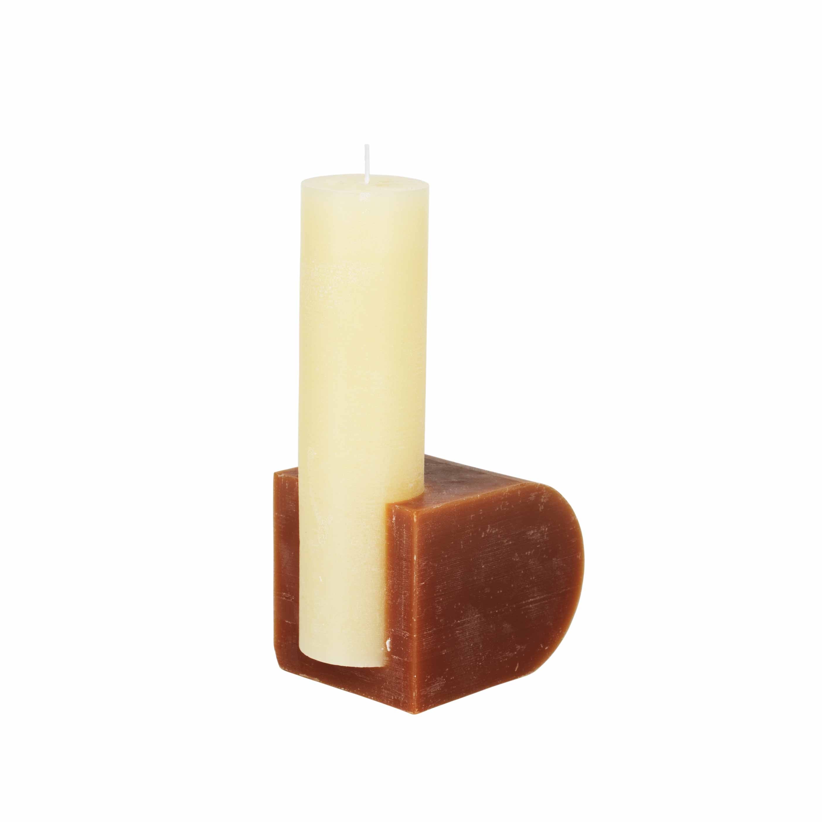 Broste Copenhagen Κεριά Blocke Διακοσμητικό Κερί Μπεζ/Καφέ, H20 Ø11cm Broste Copenhagen