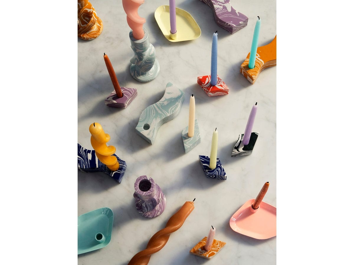 Broste Copenhagen Κηροπήγιο Κηροπήγιο Σετ 3 τμχ ISSO Μαρμάρινο Πολύχρωμο W4xL7xH3 cm Broste Copenhagen