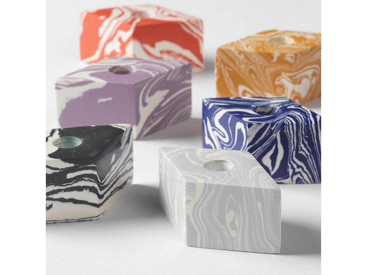 Broste Copenhagen Κηροπήγιο Κηροπήγιο Σετ 3 τμχ ISSO Μαρμάρινο Πολύχρωμο W4xL7xH3 cm Broste Copenhagen