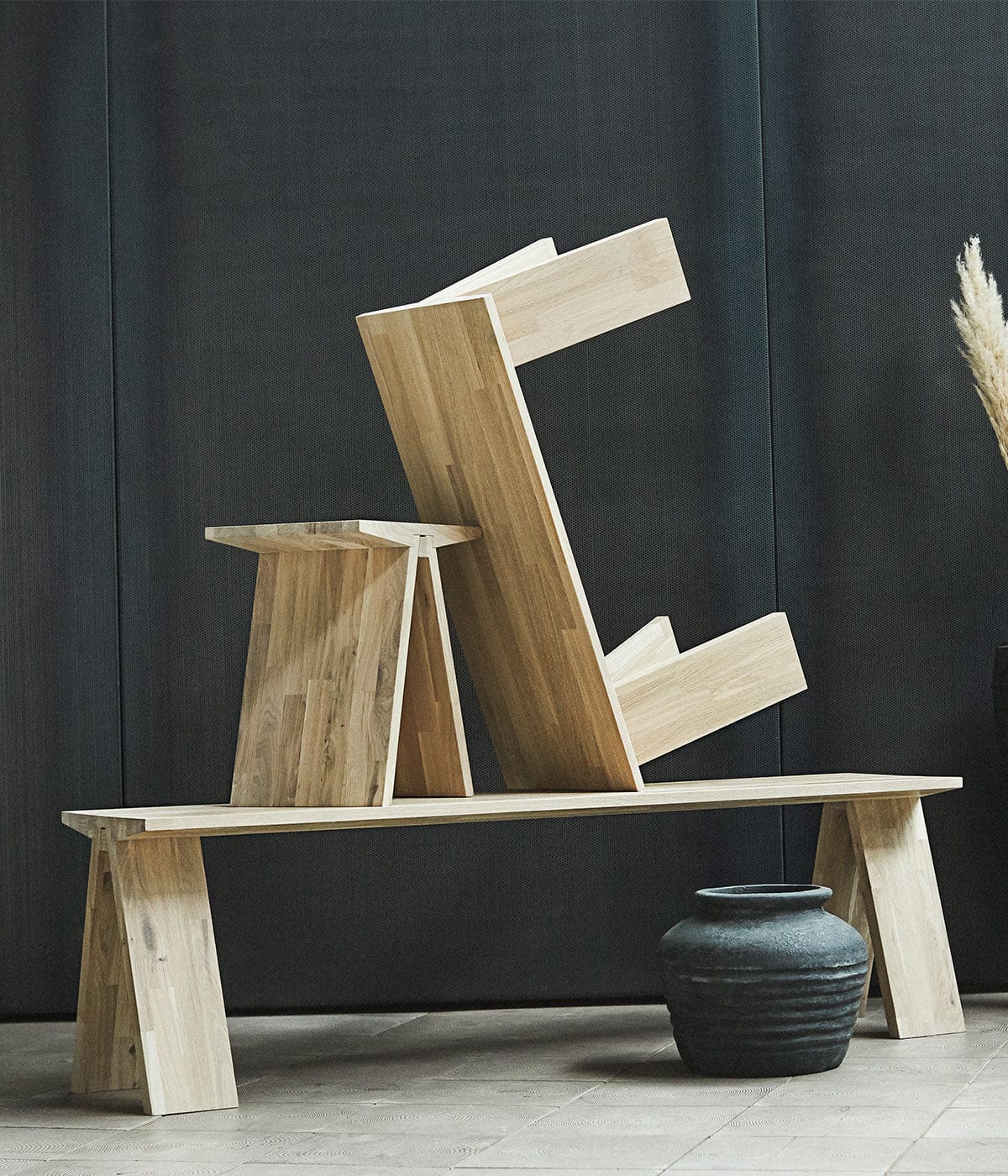 MUUBS Σκαμπό Angle Σκαμπό Ξύλινο Φυσικό W: 45 H: 45 D: 29 cm MUUBS