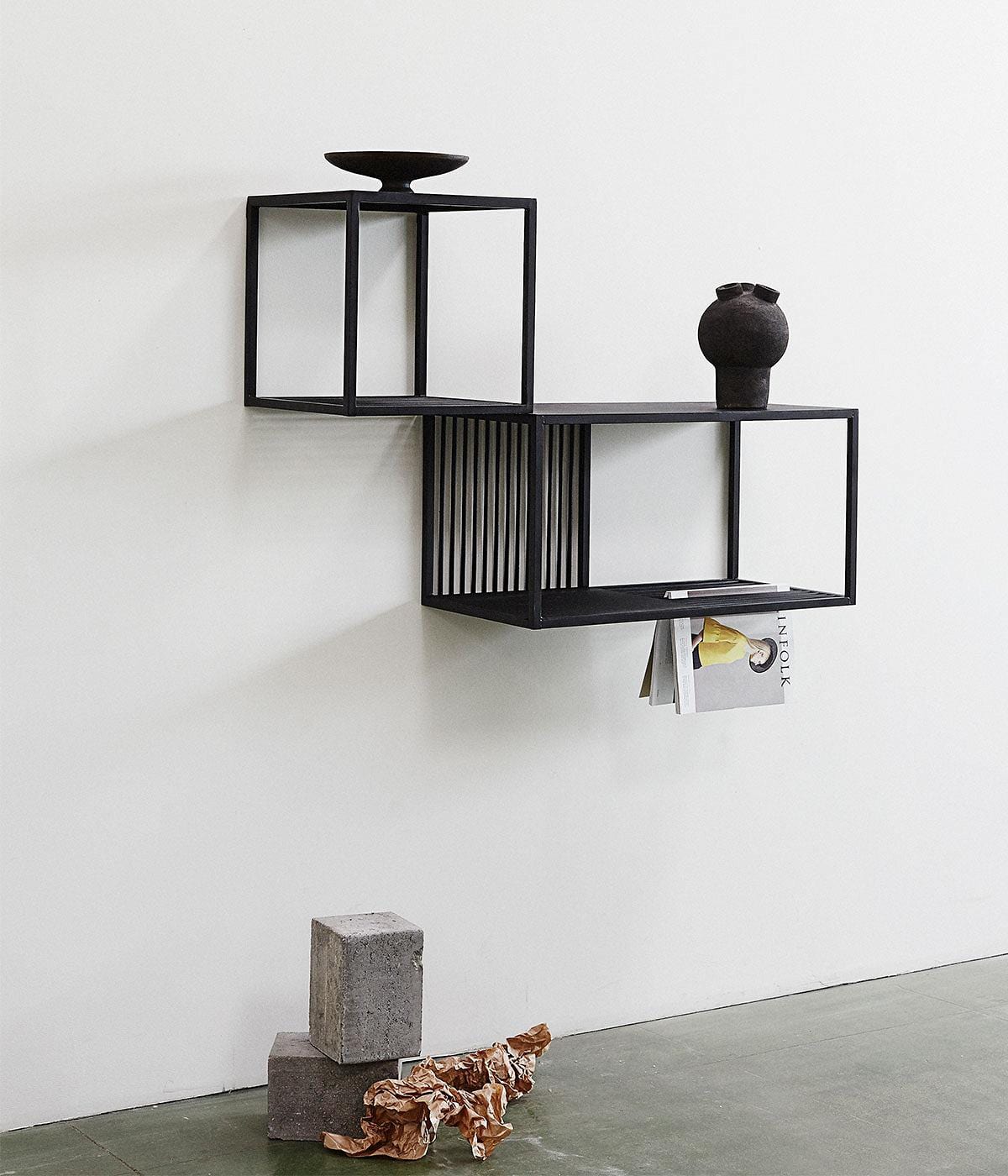 MUUBS Ράφι Ράφι Τοίχου/Βιβλιοθήκη Δαπέδου DENVER L Μαύρο Μέταλλο W70xD35xH35 cm MUUBS