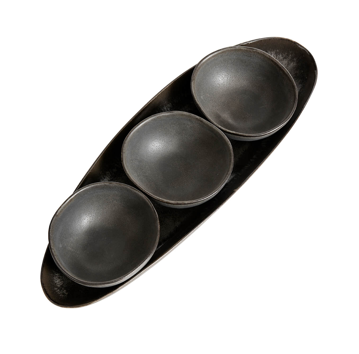 MUUBS Διακοσμητική Πιατέλα Πιατέλα Mame Oval Κεραμική Καφέ/Μαύρο 13,5x36,5xH3,5 cm MUUBS