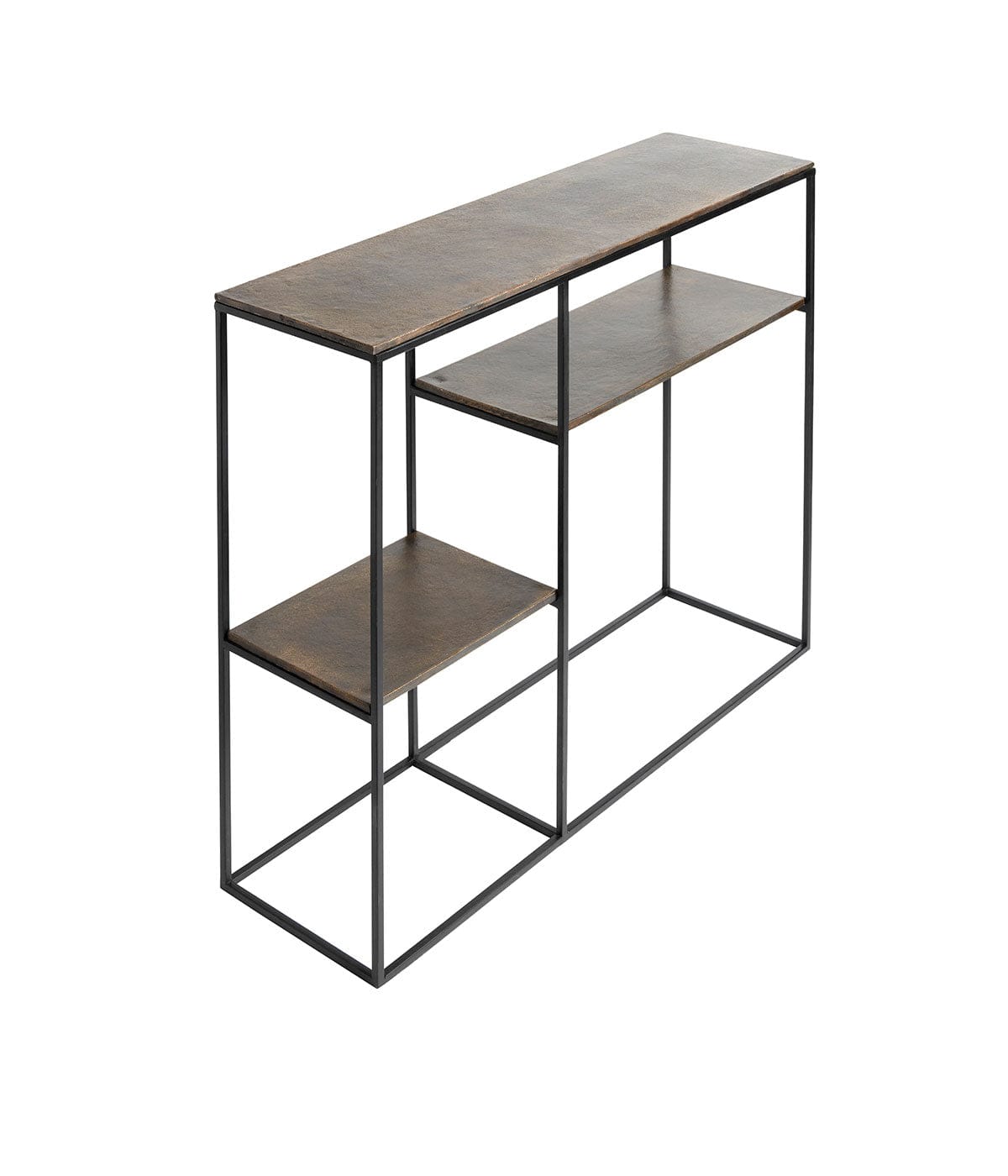 MUUBS Κονσόλα Console table Hitch - Antique brass/black Iron frame w/alu top - 110x30xH90 cm