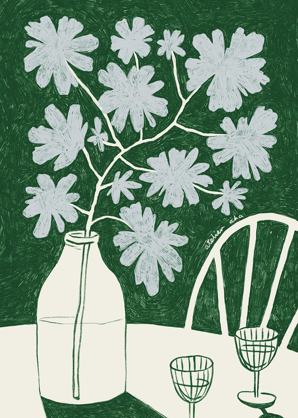 Πόστερ Blue Flowers & Red Wine (30x40) cm THE POSTER CLUB