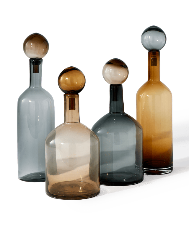 POLSPOTTEN Είδη Κούζινας Διακοσμητικό Μπουκάλι Γυάλινο Bubbles and Bottles Καφέ/Κεχριμπάρι Ø18xH33cm/ stopper size Ø9 x H12 cm POLSPOTTEN