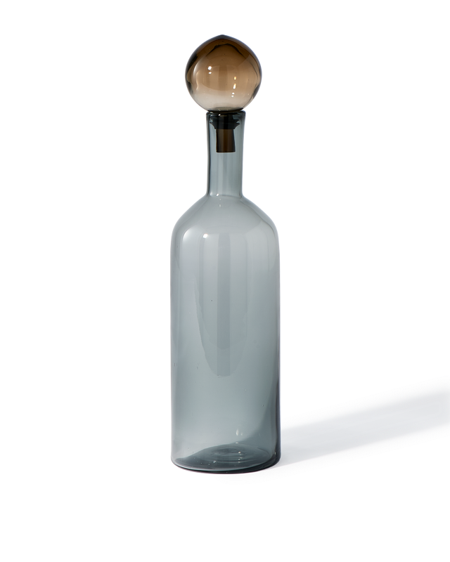 POLSPOTTEN Είδη Κούζινας Διακοσμητικό Μπουκάλι Γυάλινο Bubbles and Bottles Μπλε/ Καφέ Ø13 x H44cm /Stopper size Ø9 x H12 cm, POLSPOTTEN