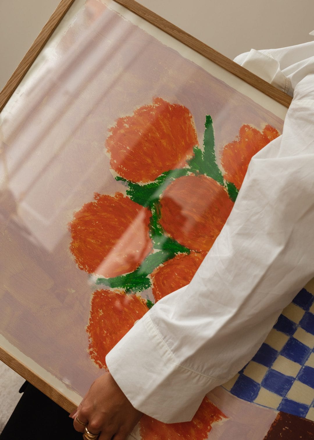 THE POSTER CLUB Poster Πόστερ, Orange Flowers, Carla Llanos, (50x70) cm, Πορτοκαλί/Μπλε, Sustainable Paper,THE POSTER CLUB