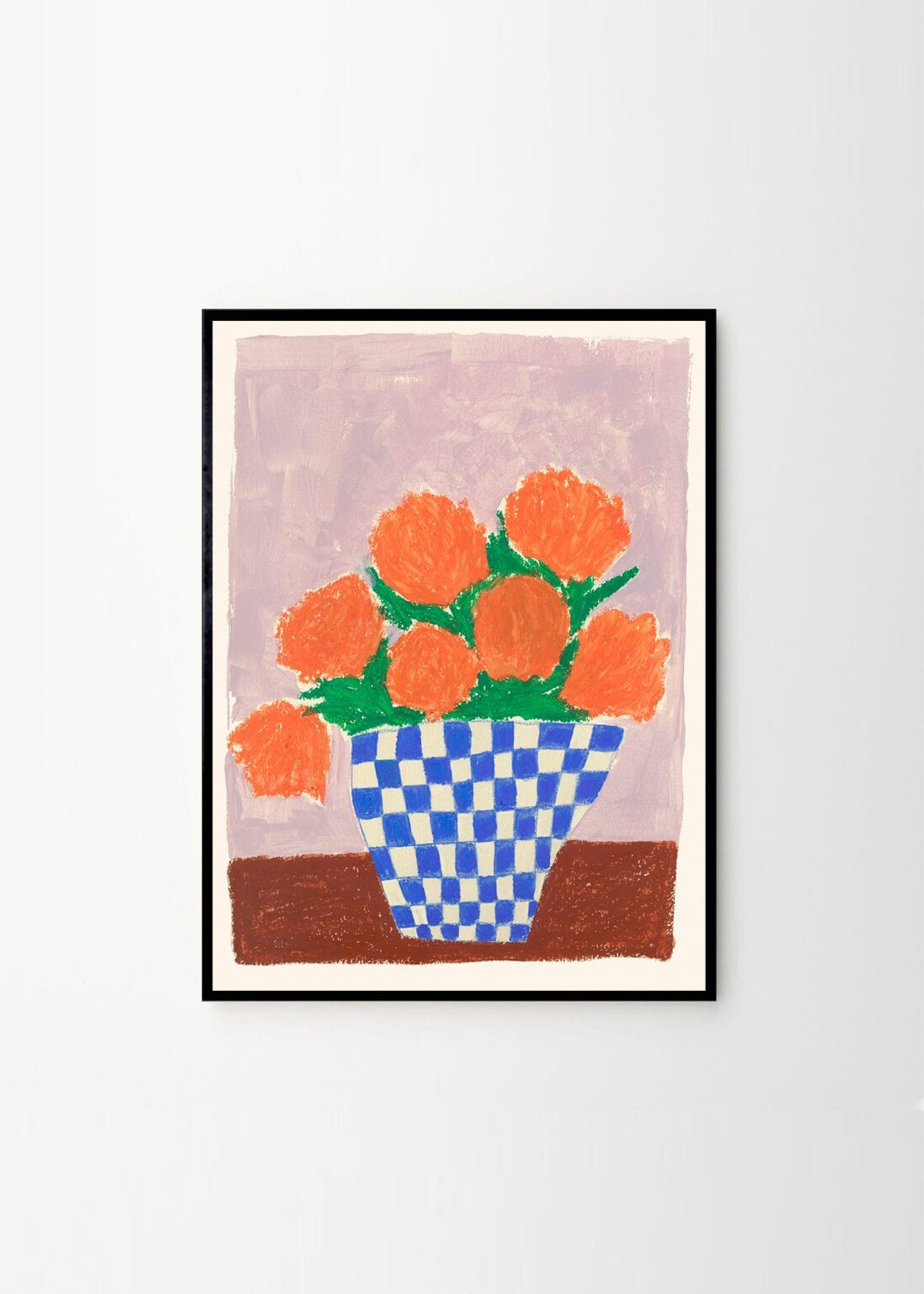 THE POSTER CLUB Poster Πόστερ, Orange Flowers, Carla Llanos, (50x70) cm, Πορτοκαλί/Μπλε, Sustainable Paper,THE POSTER CLUB