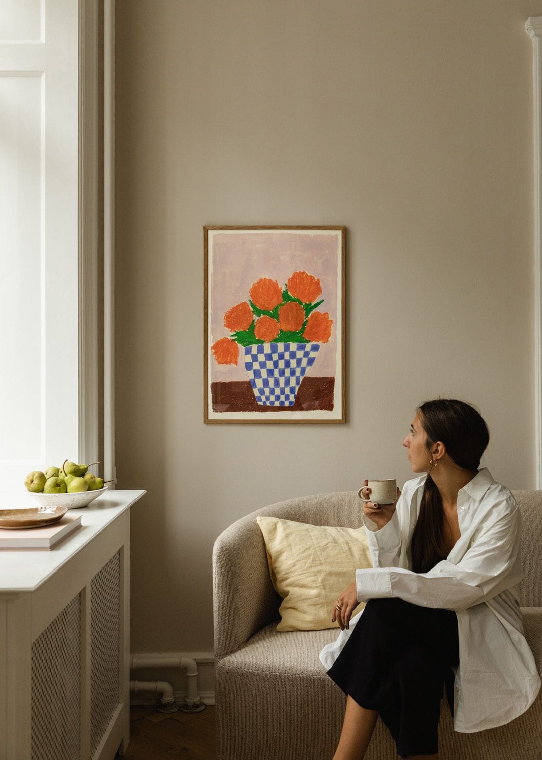 THE POSTER CLUB Poster Πόστερ, Orange Flowers, Carla Llanos, (50x70) cm, Πορτοκαλί/Μπλε, Sustainable Paper,THE POSTER CLUB