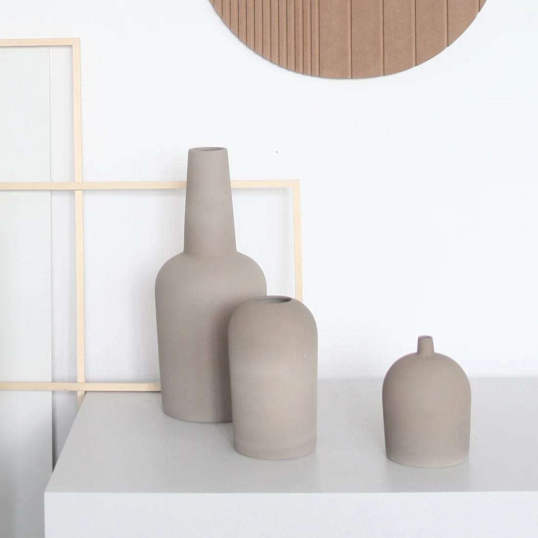 KRISTINA DAM studio Βάζο Βάζο, Dome, Small, Ø14XH20CM, Γκρεζ, Τερακότα, KRISTINA DAM studio