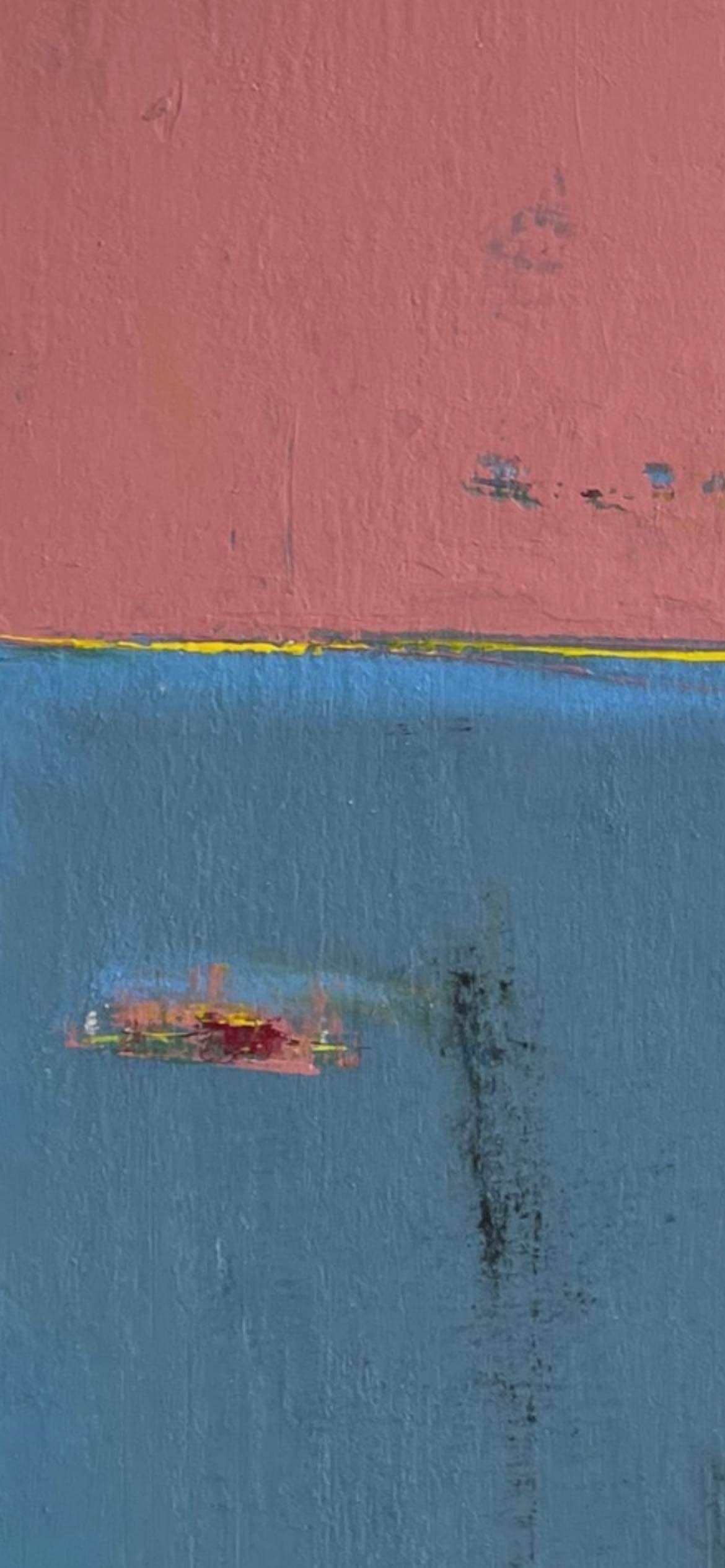 HINTSDECO Πίνακας Ζωγραφικής Πίνακας ζωγραφικής σε καμβά Acrylic with Oil Pastel με ξύλινη Κορνίζα, Sunship (70x70) Hintsdeco