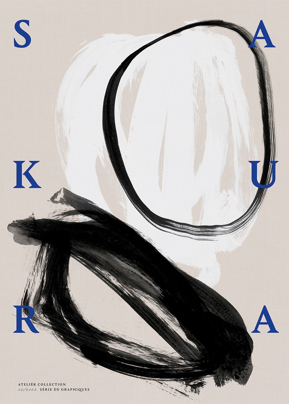 THE POSTER CLUB Poster Πόστερ, Sakura, Julia Hallström Hjort, (50x70)cm, Μπλέ/Μάυρο/Εκρού, Sustainable Paper, THE POSTER CLUB