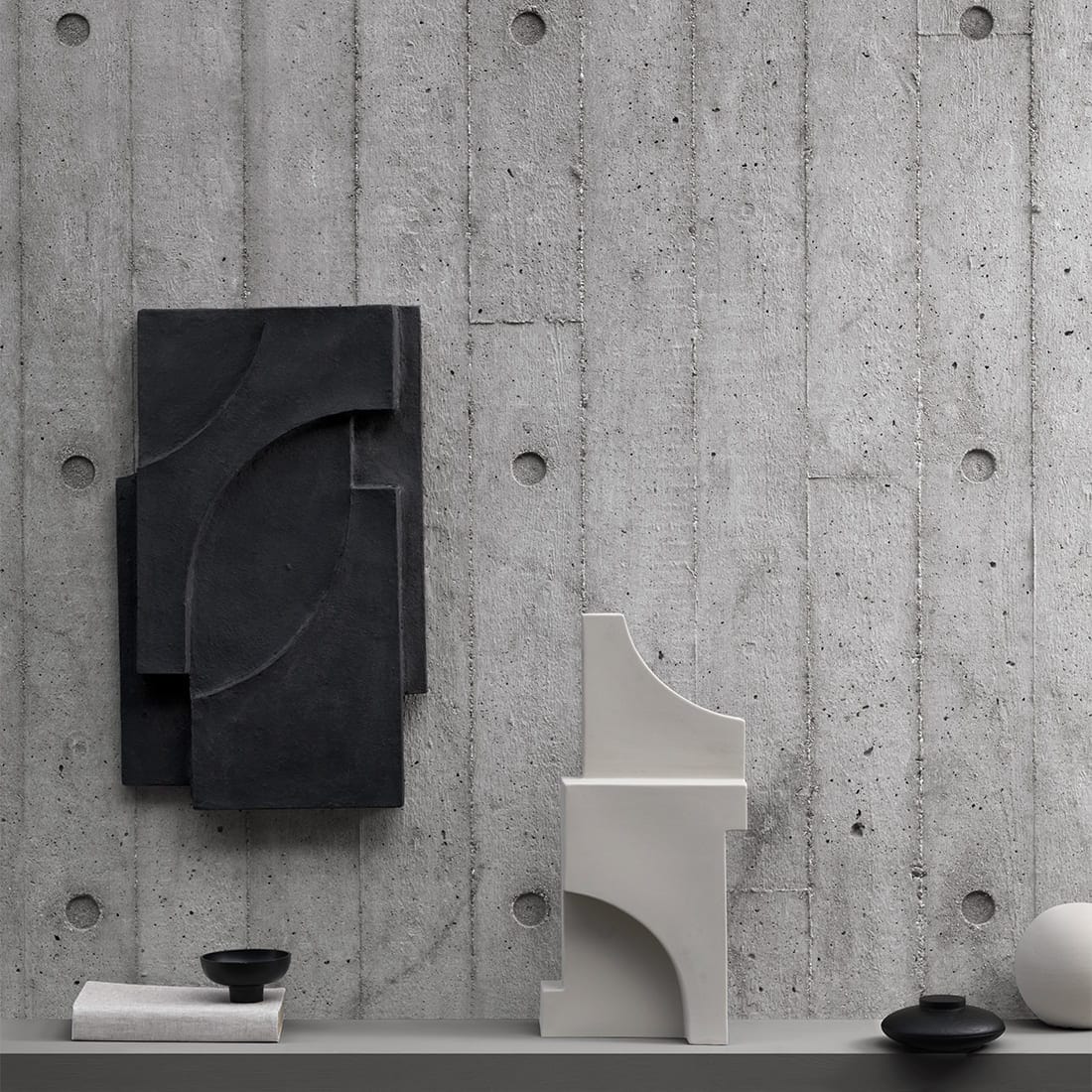 KRISTINA DAM studio Γλυπτό Γλυπτό τοίχου, Serif Relief, W38XL42XH60CM, Σκούρο Γκρι, Πεπιεσμένο χαρτί, KRISTINA DAM studio
