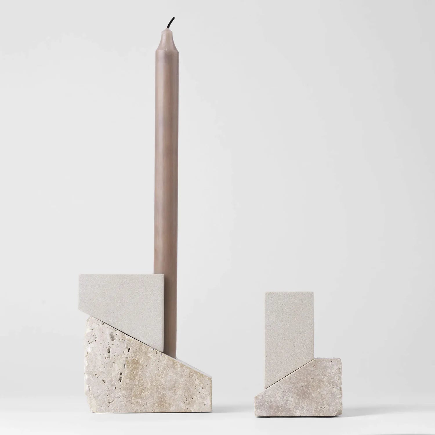 KRISTINA DAM studio Κηροπήγιο Κηροπήγιο, Γλυπτό, The Offset Vol 2, W7XL10XH10CM, Εκρού, Ψαμμίτης & Τραβερτίνη , KRISTINA DAM studio