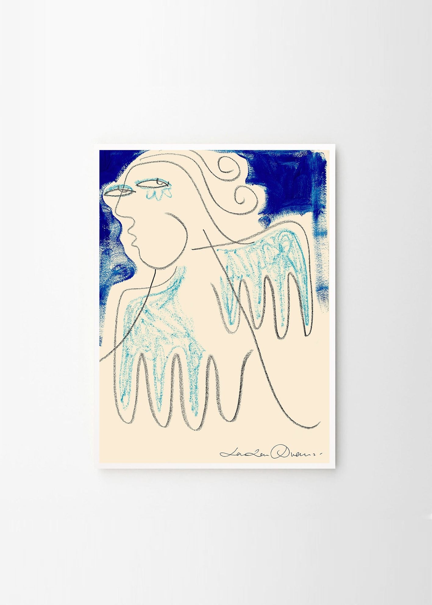 THE POSTER CLUB Poster Πόστερ, LouLou Avenue, Guardian Angel (50x70) cm, Μπεζ/Γαλάζιο/Mπλε Sustainable Paper, THE POSTER CLUB