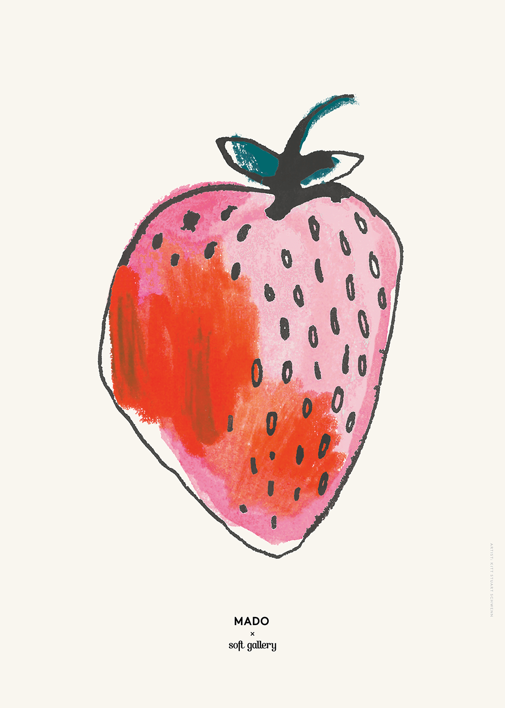 PAPER COLLECTIVE Poster Πόστερ, Strawberry, 30x40, Ροζ, Sustainable Paper, Paper Collective