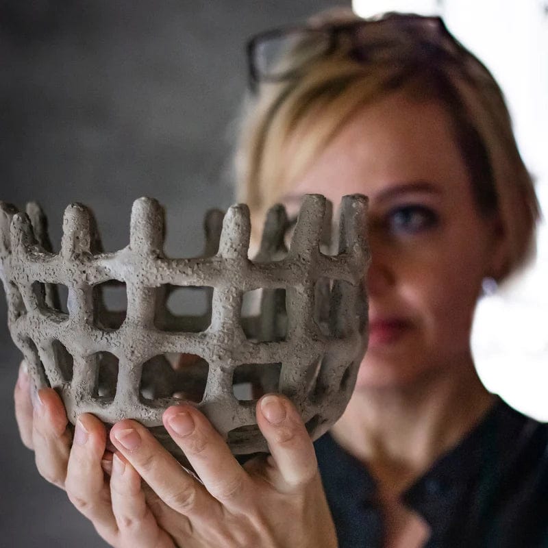 METTE DITMER Διακοσμητικό Μπολ Διακοσμητικό Μπολ Braided Bowl Πέτρα Ρητίνης Μπέζ Ø19xH12.5 cm METTE DITMER