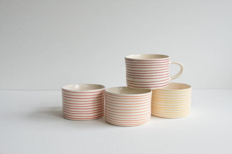 Musango Κούπα Κούπα Ριγέ Horizontal Stripe Μπεζ h6.5Ø10 cm Musango