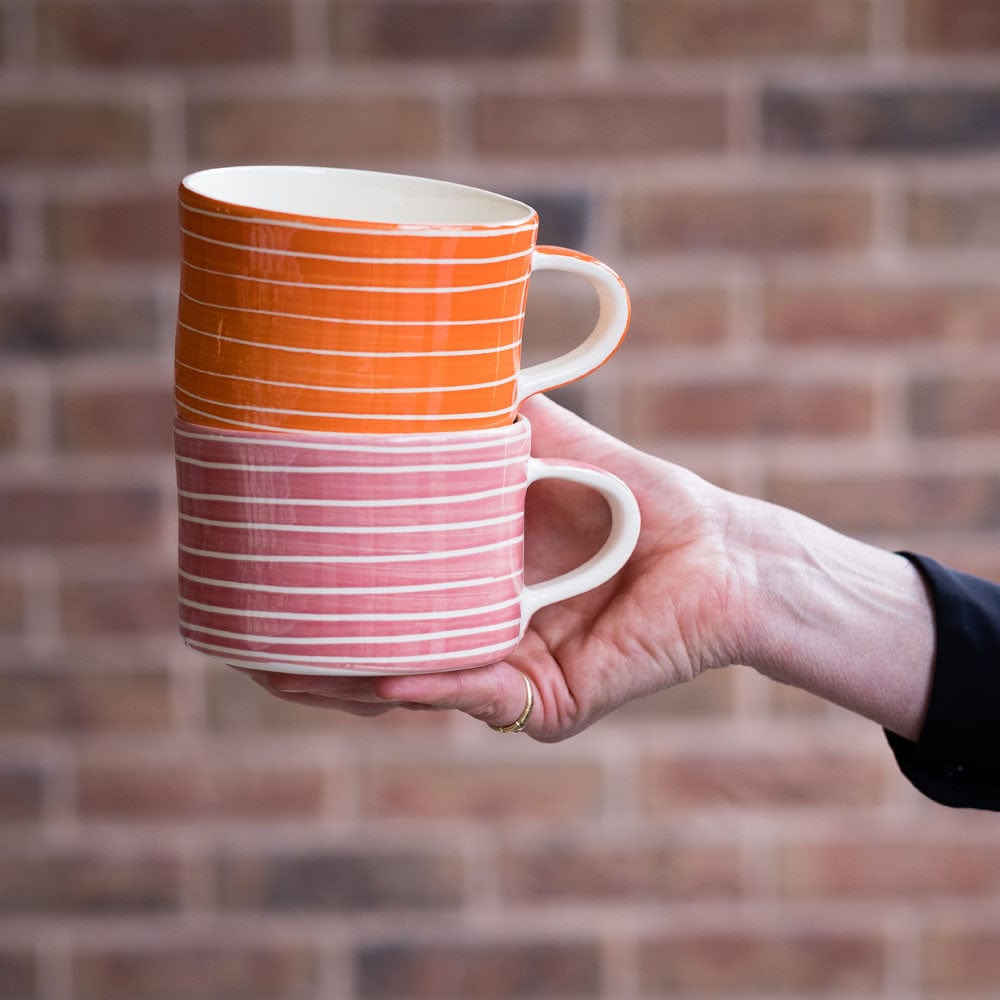Musango Κούπα Κούπα Ριγέ Sgrafitto Πορτοκαλί h6.5Ø10 cm Musango