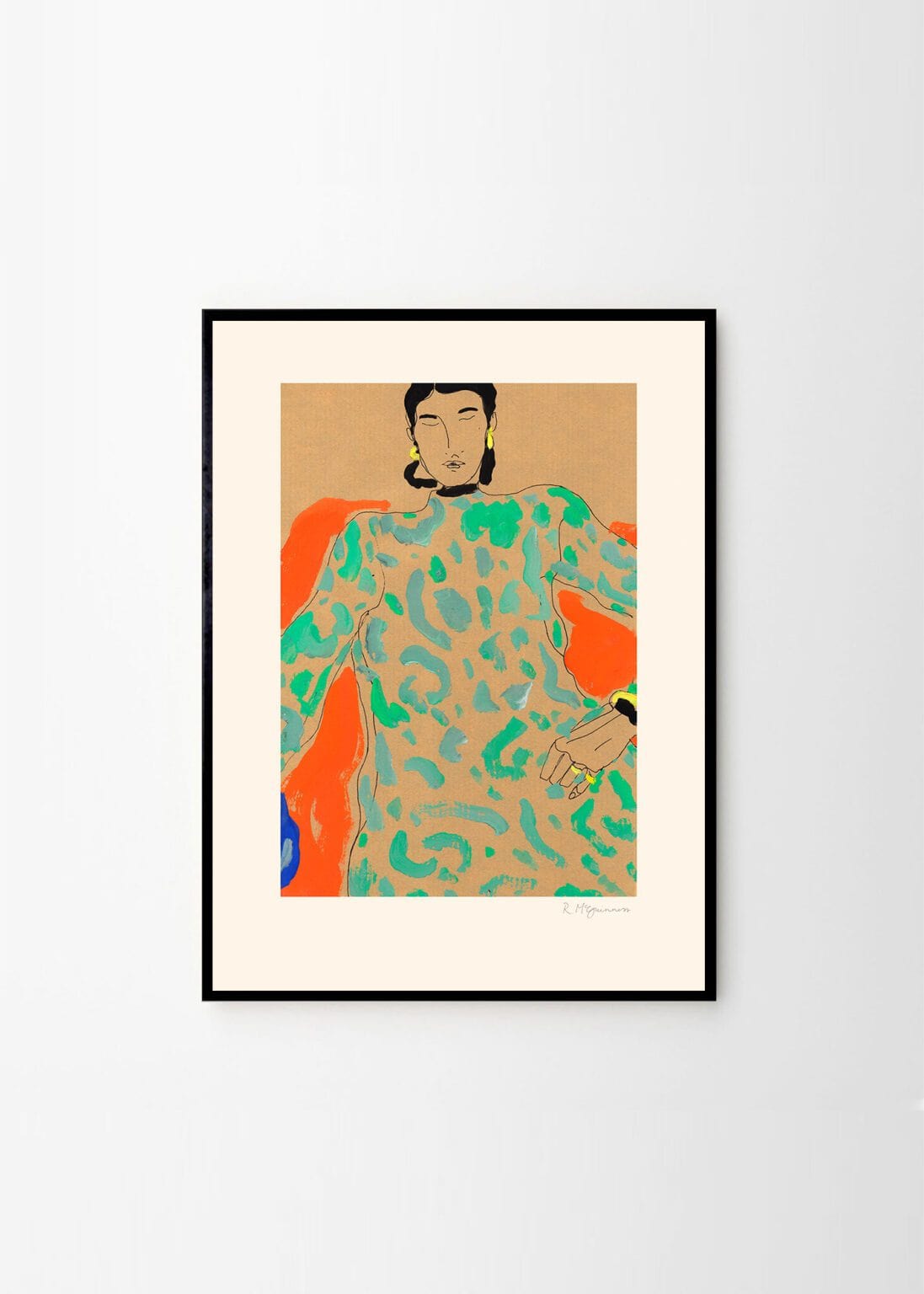 THE POSTER CLUB Poster Πόστερ, Green Dress, Rosie McGuinness, (40x50) cm, Πορτοκαλί/Πράσινο, Sustainable Paper,THE POSTER CLUB