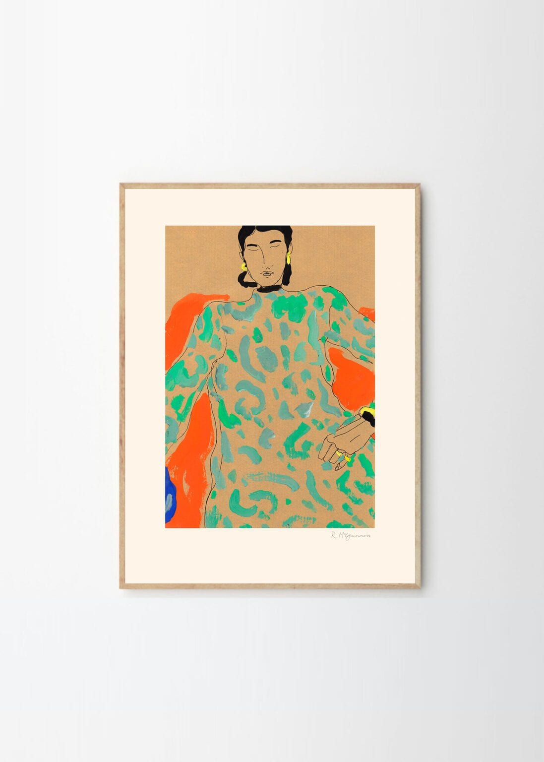 THE POSTER CLUB Poster Πόστερ, Green Dress, Rosie McGuinness, (40x50) cm, Πορτοκαλί/Πράσινο, Sustainable Paper,THE POSTER CLUB