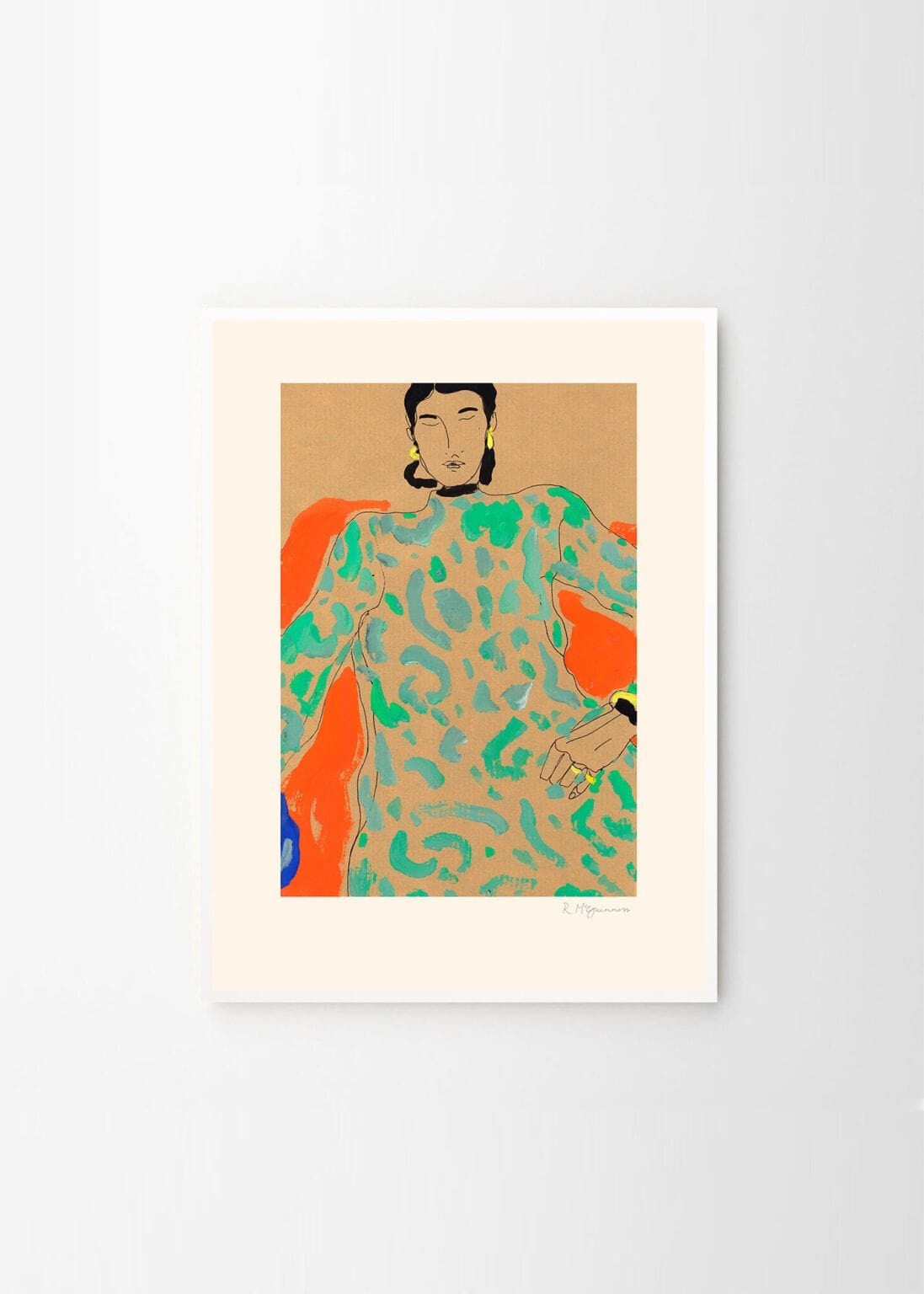 THE POSTER CLUB Poster Πόστερ, Green Dress, Rosie McGuinness, (40x50) cm, Πορτοκαλί/Πράσινο, Sustainable Paper,THE POSTER CLUB