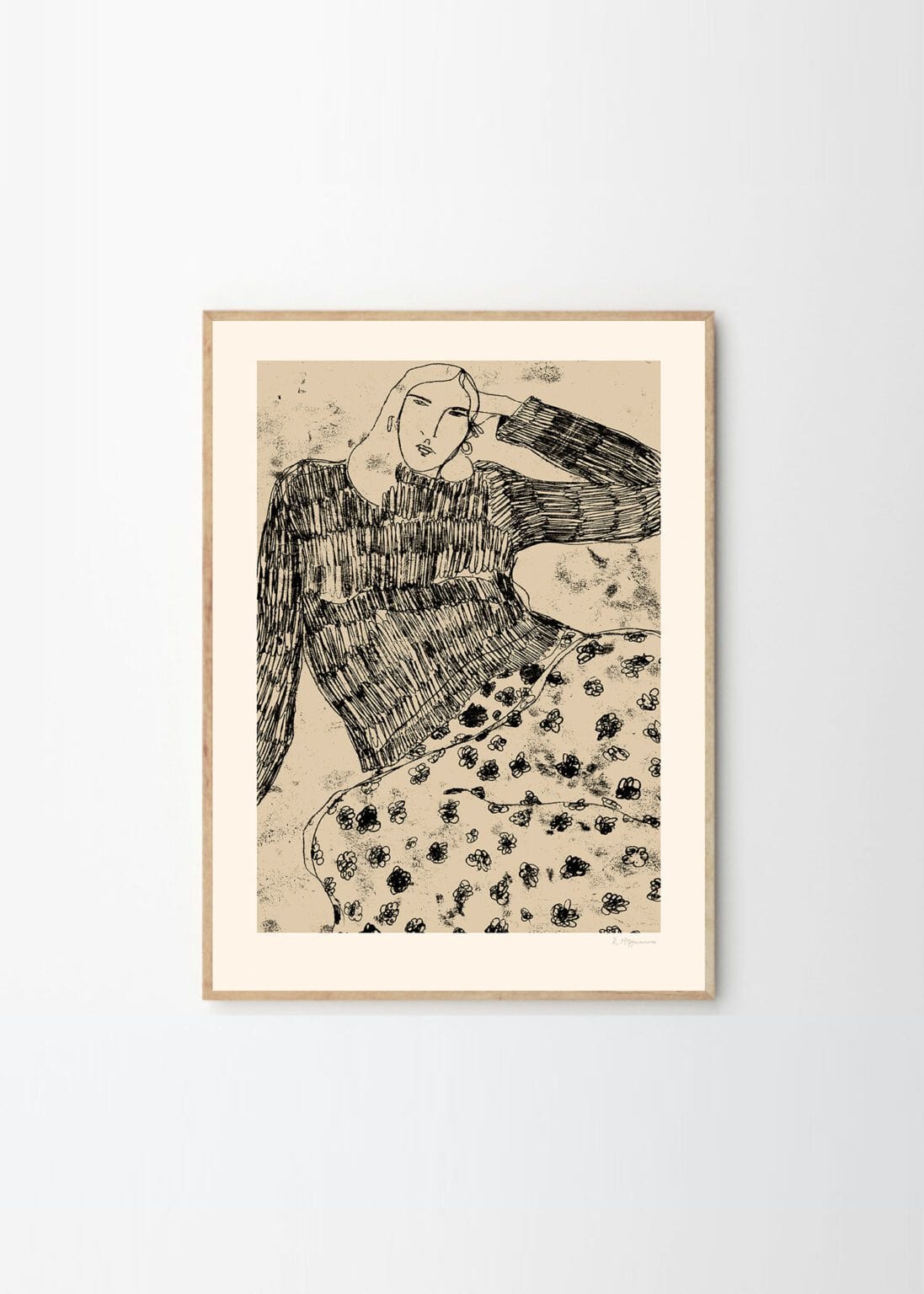 THE POSTER CLUB Poster Πόστερ, Leaning Woman, Rosie McGuinness, (50x70) cm, Μαύρο/Μπεζ, Sustainable Paper, THE POSTER CLUB