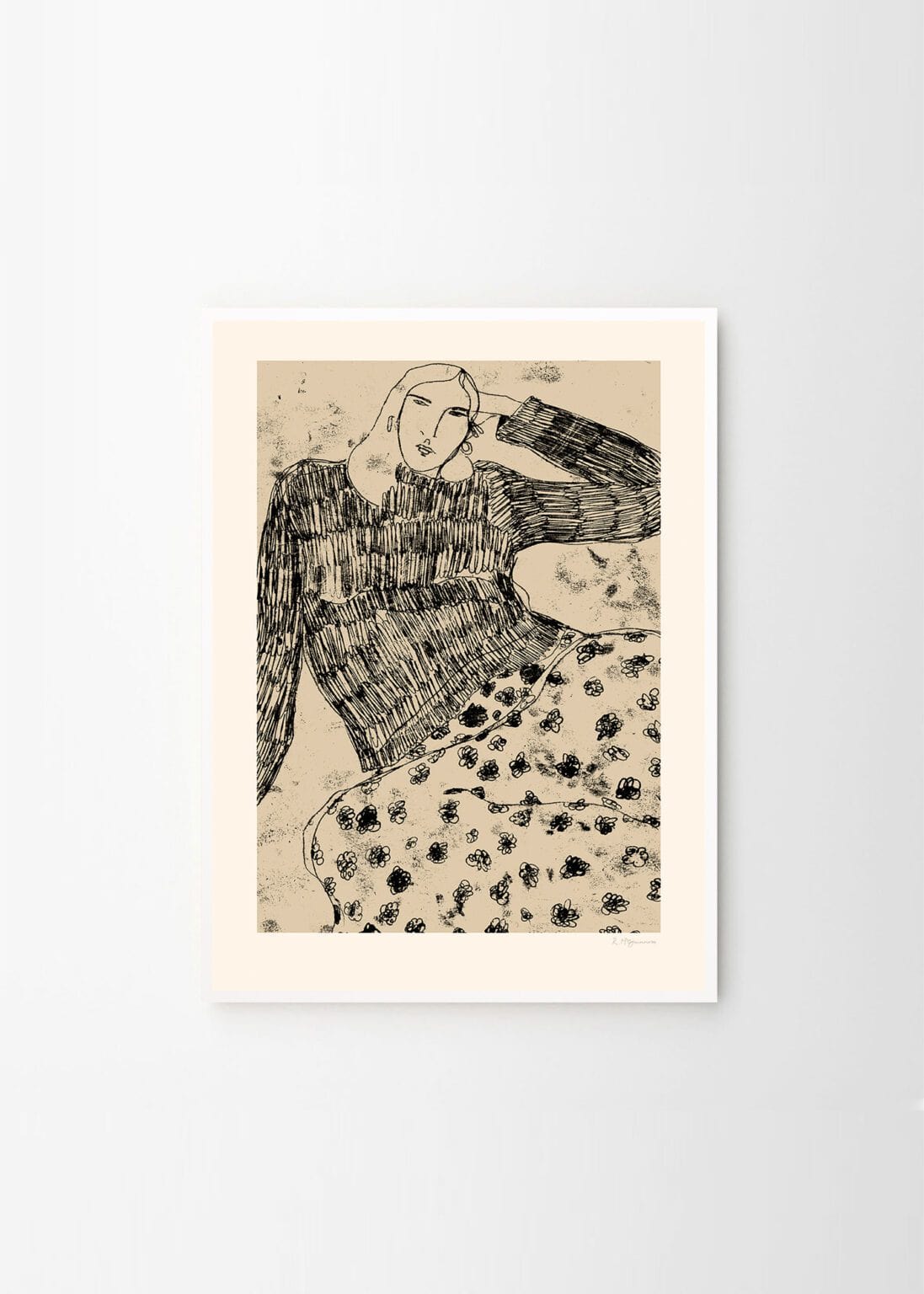THE POSTER CLUB Poster Πόστερ, Leaning Woman, Rosie McGuinness, (50x70) cm, Μαύρο/Μπεζ, Sustainable Paper, THE POSTER CLUB