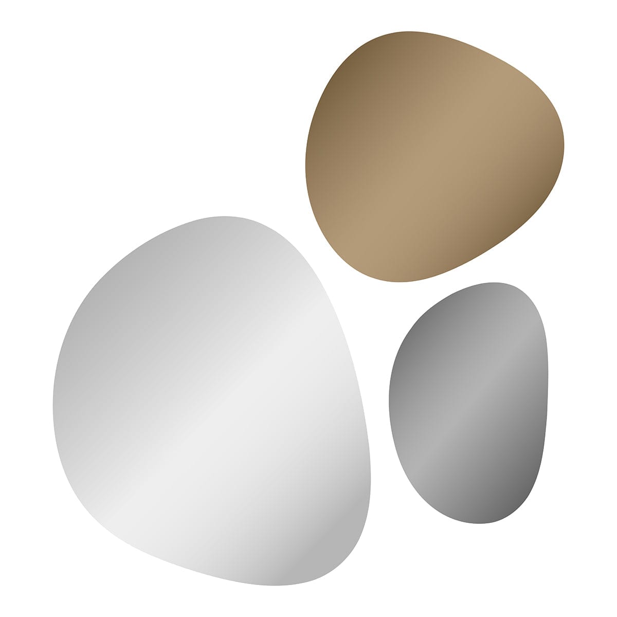 Καθρέφτης Τοίχου Silver - Bronze Γκρι Διαφανής Σετ Των 3 τμχ W37.5 x H35.5 / W46 x H53.3 / W23.2 x H35 cm INCADO