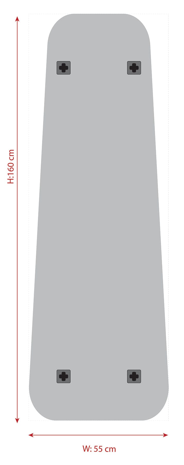 INCADO Καθρέφτης Καθρέφτης Τοίχου Γυαλί Trapeze 55x160 cm Διάφανος Clear INCADO
