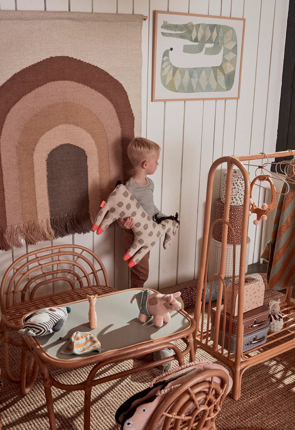 OYOY Καλάθι Σετ Κουτιών Αποθήκευσης 3 τμχ Χαρτόνι Μπέζ / καφέ Multi Ø17 x H20 cm / Ø23 x H26 cm / Ø28 x H32 cm OYOY