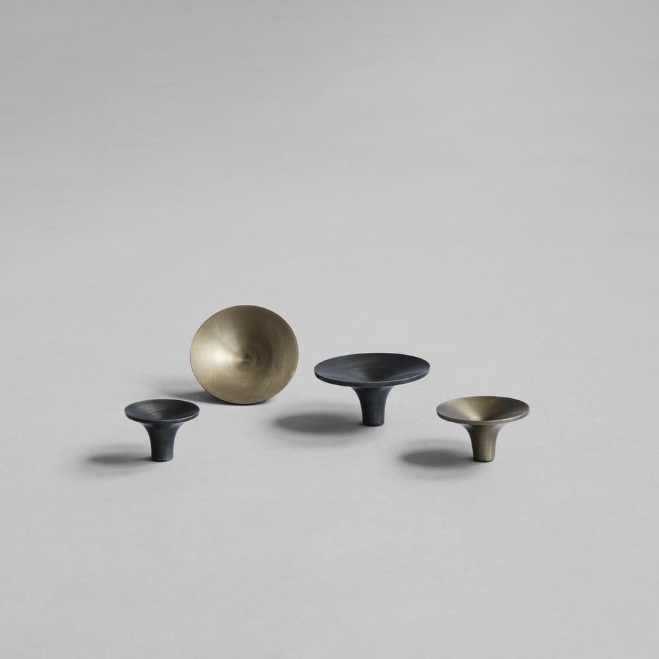 Διακοσμητικά Πόμολα / Κρεμάστρα HiHat Mini - Σκούρο Μπρονζέ Μεταλλικά Σετ Των 2 τμχ H2,5 x Ø3,5 cm 101 COPENHAGEN