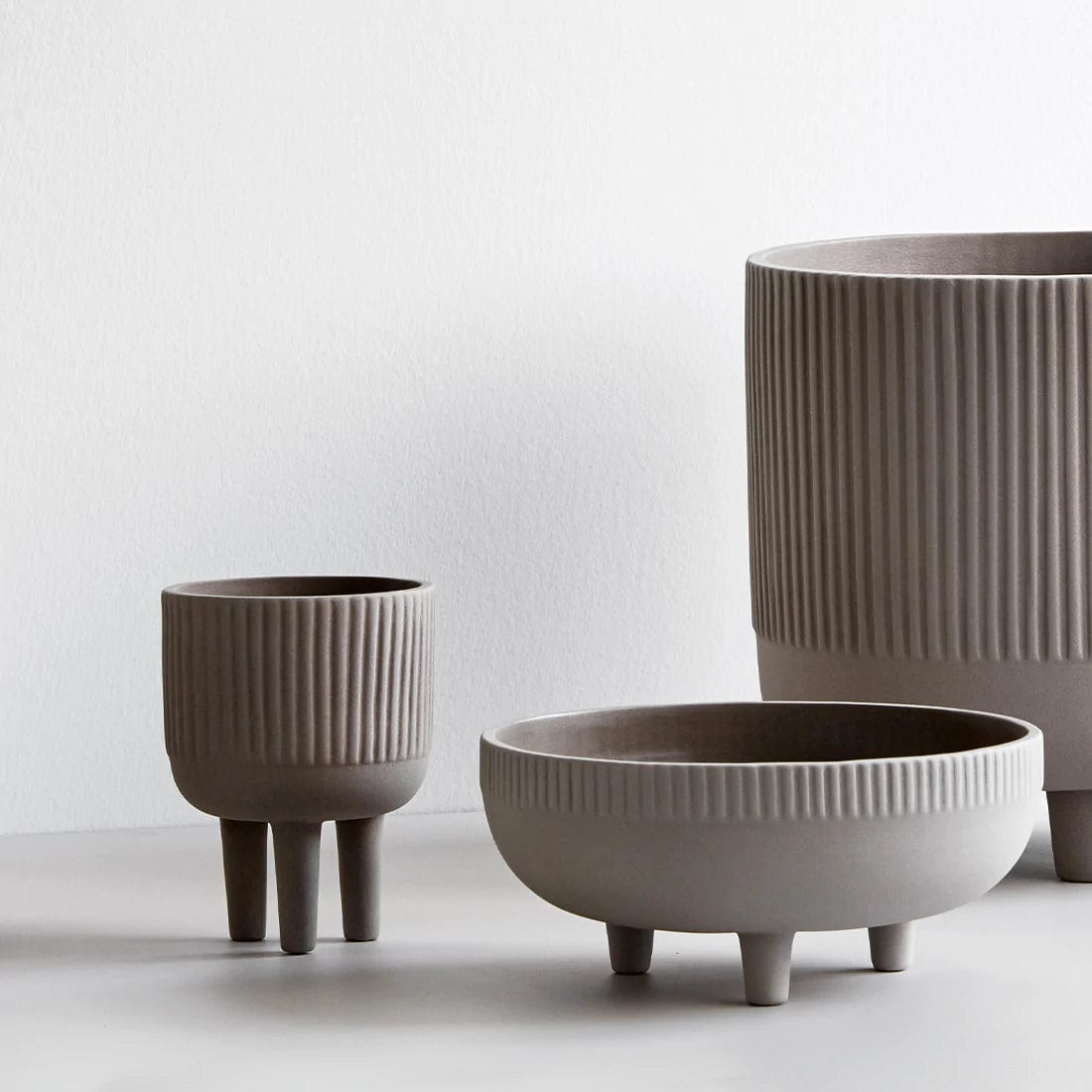 KRISTINA DAM studio Κασπώ Διακοσμητικό Mπολ/Κασπώ, Small, Ø12XH16CM, Γκρεζ, Τερακότα, KRISTINA DAM studio