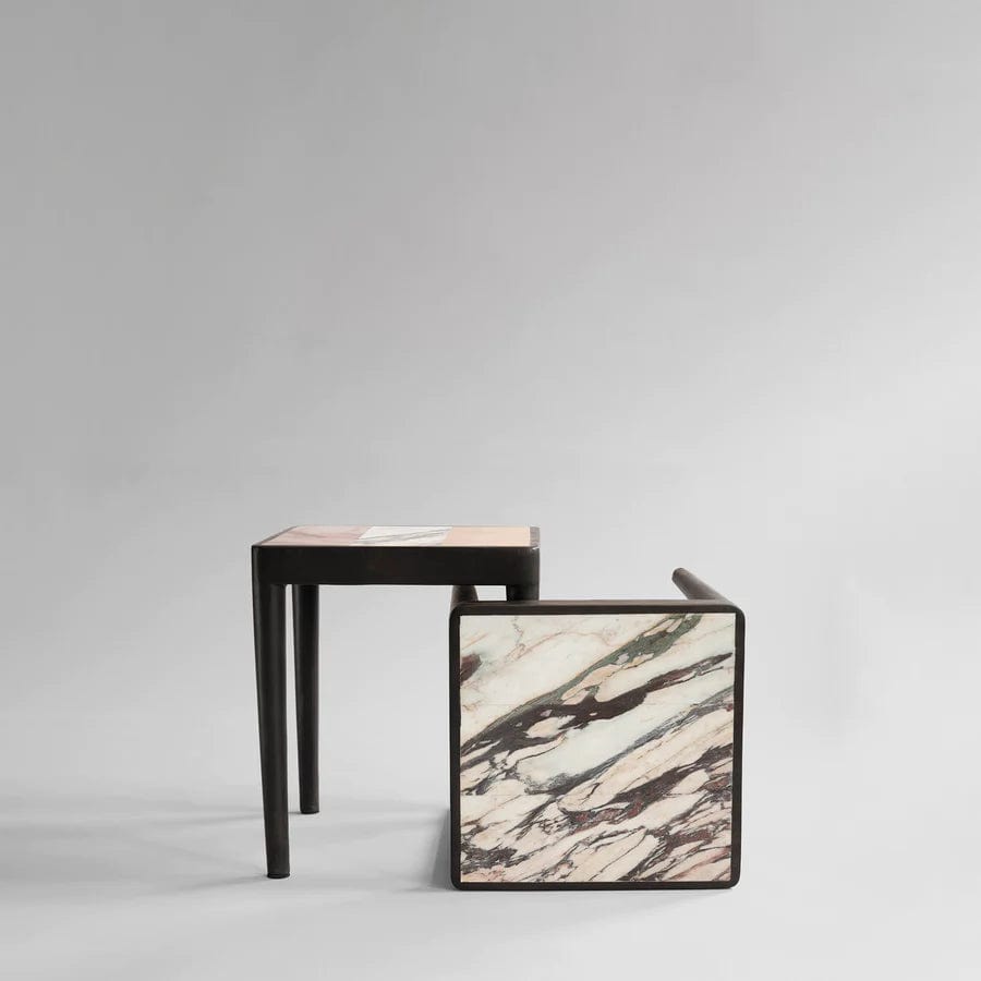 101 COPENHAGEN Τραπέζι Τραπέζι Tairu Table Calacatta Μάρμαρο Και Ινώδες Σκυρόδεμα Καφέ Σκούρο  L38xW38xH45cm 101 COPENHAGEN