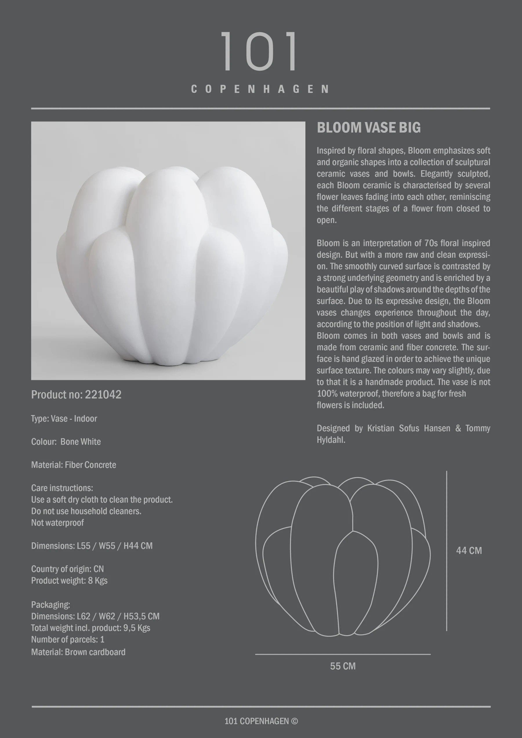 101 COPENHAGEN Βάζο Βάζο Δαπέδου Bloom Big Άσπρο Κεραμικό L55 x W52 x H44cm 101 COPENHAGEN