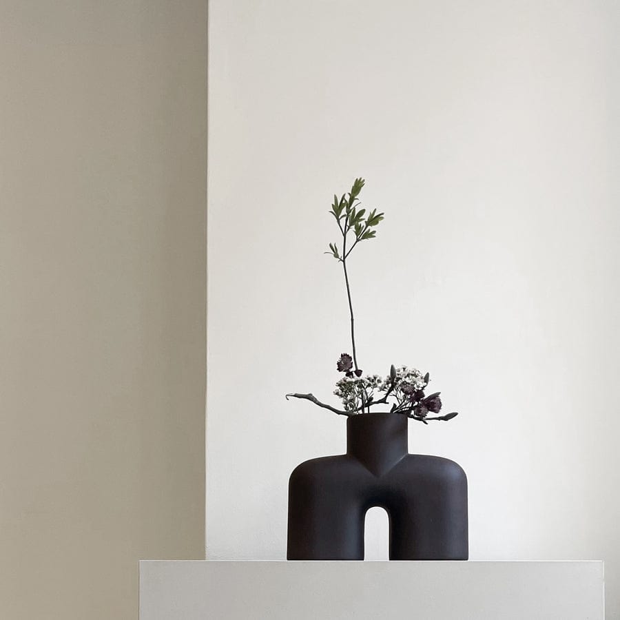 101 COPENHAGEN Βάζο Βάζο, Cobra Uno Medio, Κεραμικό Καφέ/Μαύρο, 25x10x30cm, 101 COPENHAGEN