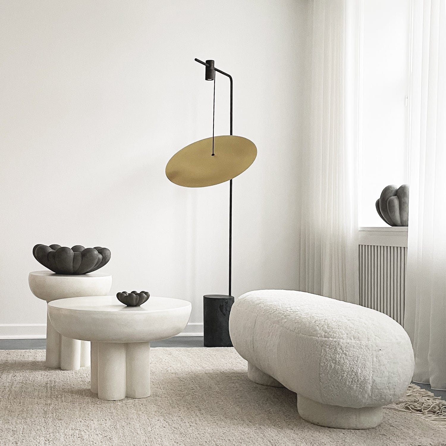 101 COPENHAGEN Coffee Table Tραπέζι Crown Table T Low Λευκό, Fiber Concrete 41x65x65cm 101 COPENHAGEN