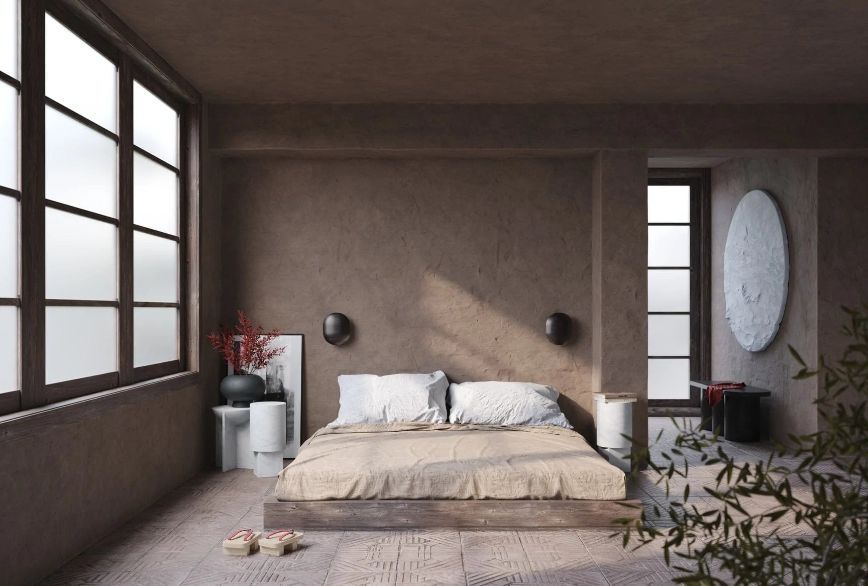 101 COPENHAGEN Πάγκος Πάγκος Big Foot Καφέ Ινώδες Σκυρόδεμα L120xW40xH45 cm 101 COPENHAGEN