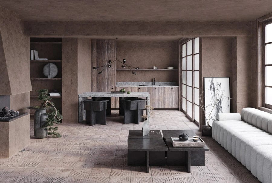 101 COPENHAGEN Coffee Table Τραπέζάκι Σαλονιού Brutus Σκούρο Καφέ-Μαύρο Σκυρόδεμα Από Ίνες H36xW60xL60 cm 101 COPENHAGEN