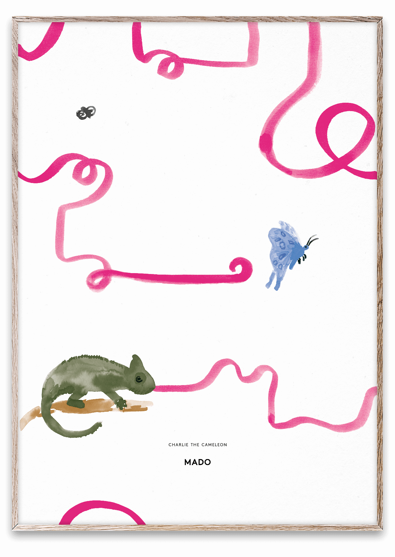 PAPER COLLECTIVE Poster Charlie the Chameleon Πόστερ Φούξια/Πράσινο, 50x70, Paper Collective