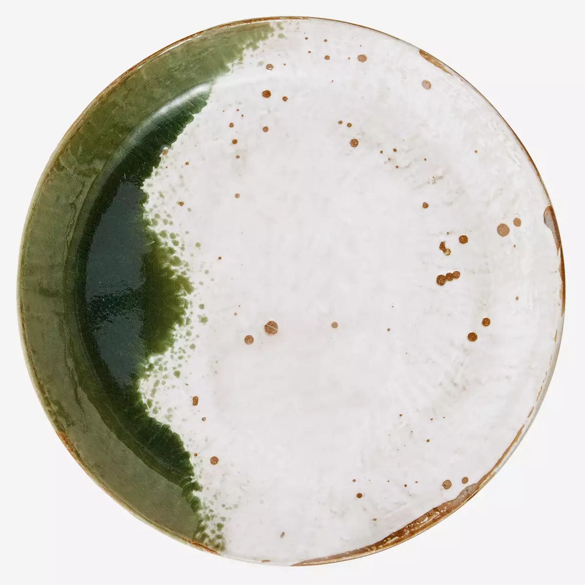 MADAM STOLTZ Πιάτο Πιάτο Φαγητού Ρηχό Κεραμικό Άσπρο/Πράσινο D:22x2 cm MADAM STOLTZ